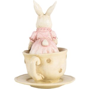Clayre & Eef 6PR4395 Декоративний кролик Бежево-рожевий 8x8x11 см Полімерна смола