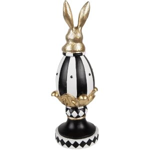 Clayre & Eef 6PR5192 Декоративне яйце чорне біле золото 13x12x34 см Полімерна смола