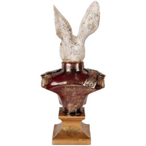 Clayre & Eef 6PR5498 Прикраса бюст кролика білий червоний 23x16x50 см