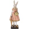 Clayre & Eef 6PR5138 Декоративний кролик біло-рожевий 14x11x34 см Полімерна смола