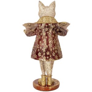Clayre & Eef 6PR5142 Декоративная кошка бежево-золотая 16x14x27 см