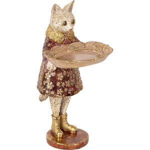 Clayre & Eef 6PR5142 Декоративная кошка бежево-золотая 16x14x27 см