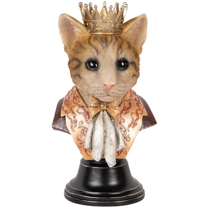 Clayre & Eef 6PR5107 Декоративний бюст кішки коричнево-бежевий 20x19x37 см Стиль кантрі