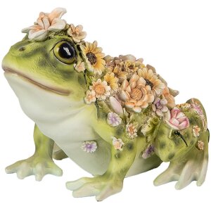 Clayre & Eef 6PR5109 Декоративна жаба зелена помаранчева 24x21x19 см Стиль кантрі