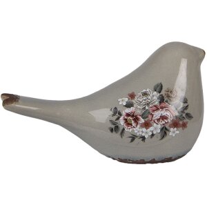 Clayre & Eef 6CE1969M Прикраса Птах сіро-рожева 21x9x11 см