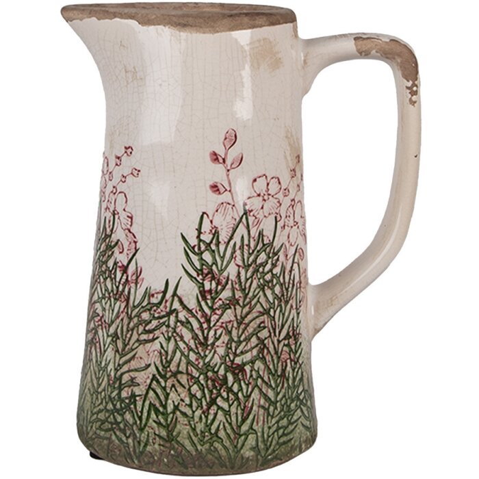 Clayre & Eef 6CE2016M Декоративний глечик керамічний бежево-зелений 16x11x20 см