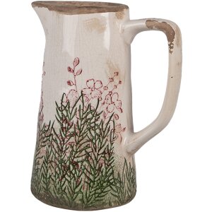 Clayre & Eef 6CE2016M Декоративний глечик керамічний бежево-зелений 16x11x20 см