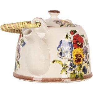 Чайник керамічний Clayre & Eef 6CETE0172 White Blue 800 мл Retro Vintage