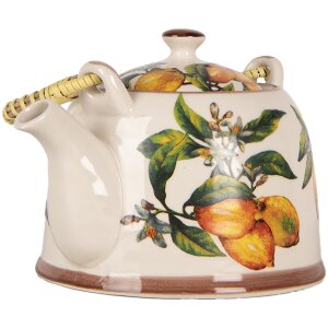 Чайник керамічний Clayre & Eef 6CETE0174 White White Yellow 800 мл Ретро