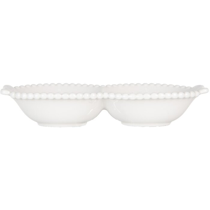 Керамічна миска Clayre & Eef 6CEBO0202L білий 25x7x3 см в стилі кантрі