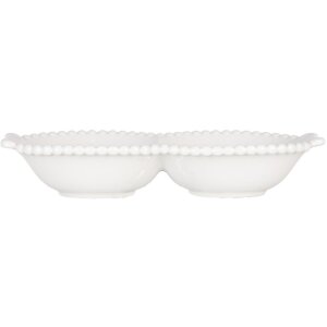Керамічна миска Clayre & Eef 6CEBO0202L білий 25x7x3 см в стилі кантрі