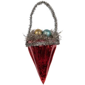 Різдвяний кулон Clayre & Eef скло червоне срібло 6x6x10 см