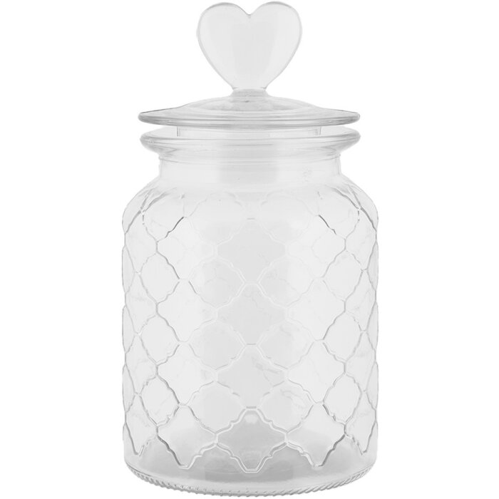 Кришка для банки для зберігання Clayre & Eef у вигляді серця Ø 11x20 см, скло в стилі кантрі