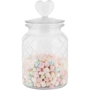 Кришка для банки для зберігання Clayre & Eef у вигляді серця Ø 11x20 см, скло в стилі кантрі