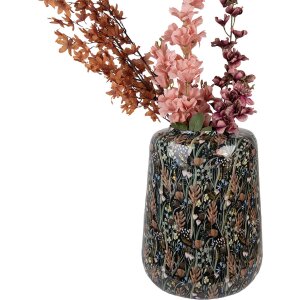 Clayre & Eef 65886 Декоративна ваза залізна чорно-коричнева Ø 31x40 см Ботанічний дизайн