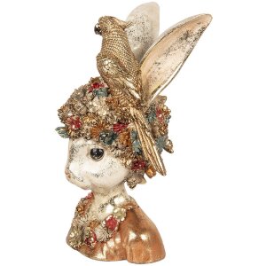 Clayre & Eef 6PR5090 Украшение Бюст Кролика Белое золото 22x22x34 см