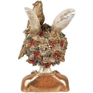 Clayre & Eef 6PR5090 Украшение Бюст Кролика Белое золото 22x22x34 см