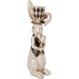 Clayre & Eef декоративная фигурка кролика винтаж белый черный золото 12x14x38 см