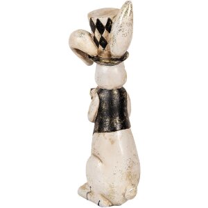 Clayre & Eef декоративная фигурка кролика винтаж белый черный золото 12x14x38 см