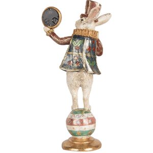 Clayre & Eef Декоративный кролик с часами белое золото 17x11x35 см Винтажный стиль