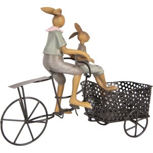 Украшение Clayre & Eef кролик на велосипеде в стиле кантри 28x12x23 см