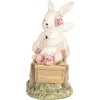 Декоративная фигурка Clayre & Eef Кролик с тележкой бежевый 14x7x12 см