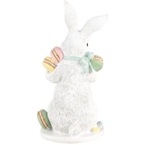 Великодня прикраса Clayre & Eef Кролик біло-рожевий 13x15x25 см
