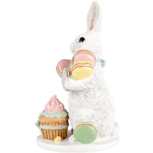 Великодня прикраса Clayre & Eef Кролик біло-рожевий 13x15x25 см