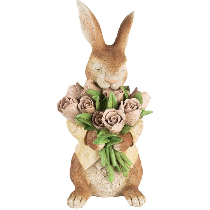 Clayre & Eef Декоративний кролик Поліуретанова смола Коричнево-бежевий 19x23x39 см Заміський будинок