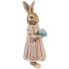 Clayre & Eef Прикраса Кролик з полімерної смоли Коричнево-рожевий 11x11x26 см Кантрі-стиль
