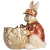 Великодня прикраса Clayre & Eef Декоративний кролик Бежево-червоне золото 28x18x30 см
