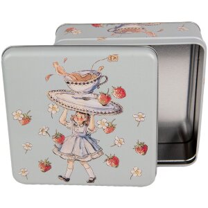 Clayre & Eef 6BL0139 Бляшанка синя 17x17x6 см Ретро-вінтаж