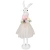 Clayre & Eef Прикраса Кролик біло-рожевий 20x17x76 см Полімерна великодня прикраса з полімерної смоли