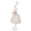 Clayre & Eef Прикраса Кролик біло-рожевий 20x17x76 см Полімерна великодня прикраса з полімерної смоли