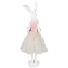 Clayre & Eef Прикраса Кролик біло-рожевий 20x17x76 см Полімерна великодня прикраса з полімерної смоли