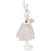 Clayre & Eef Прикраса Кролик біло-рожевий 20x17x76 см Полімерна великодня прикраса з полімерної смоли