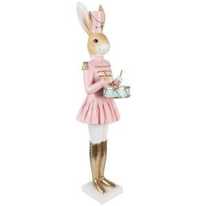Clayre & Eef Прикраса Кролик Бежево-рожеве золото 79 см Полімерна смола