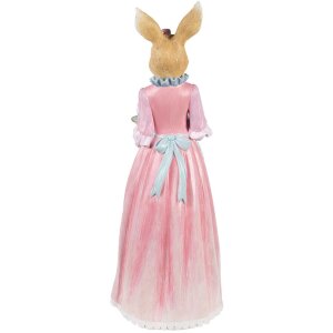 Clayre & Eef Декор Кролик Бежево-рожевий 22x20x58 см Великодня фігурка з полімерної смоли