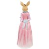 Clayre & Eef Декор Кролик Бежево-рожевий 22x20x58 см Великодня фігурка з полімерної смоли