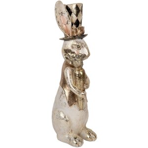 Clayre & Eef Декоративний кролик Біле золото 14x11x38 см Полімерна смола Елегантний