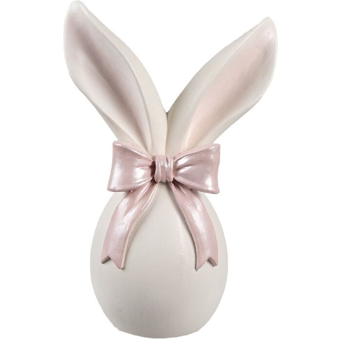 Clayre & Eef Декоративний кролик білий рожевий 12x8x18 см Полімерна смола Великдень Весна