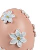 Декоративне яйце Clayre & Eef Ø 11x13 см рожеве з білими квітами в стилі кантрі