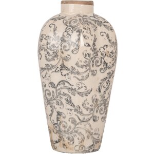 Ваза керамічна Clayre & Eef 6CE1934S Бежево-сіра 17x30 см в стилі кантрі