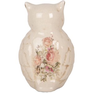 Сова декоративна Clayre & Eef 11x10x17 см керамічна в стилі кантрі бежево-рожева