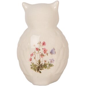 Clayre & Eef Декоративная сова керамическая бежево-розовая 11x10x17 см стиль кантри