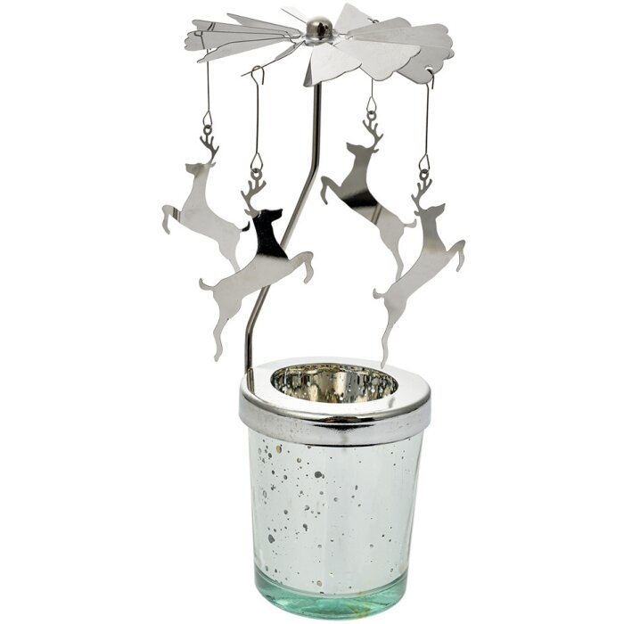 Clayre & Eef 66078 Карусель Tealight срібляста Ø 8x17 см