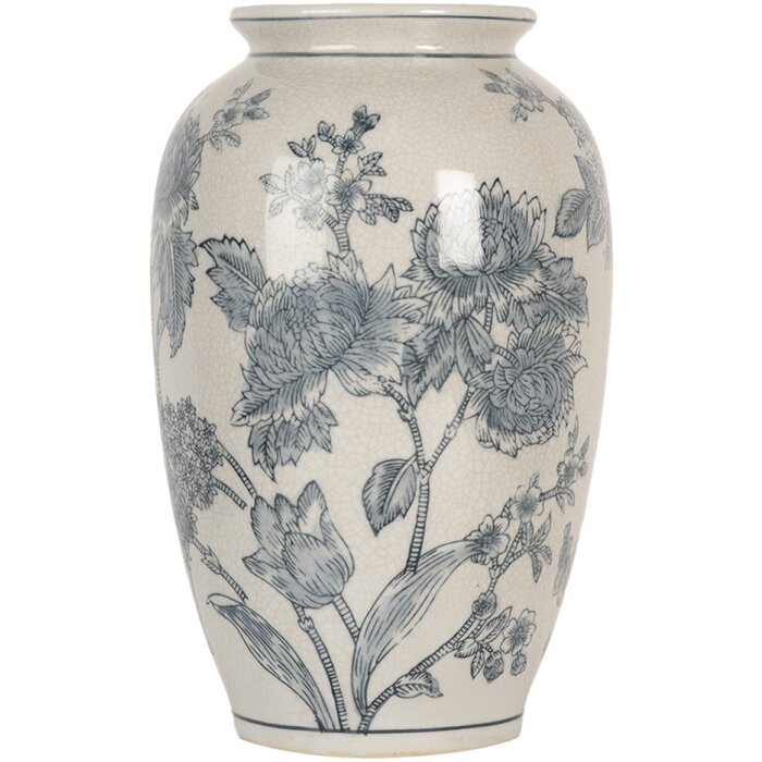 Ваза Clayre & Eef 6CE2074 White Blue Діаметр 17 см Висота 27 см