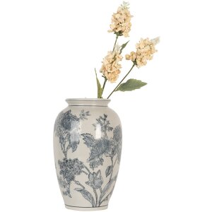 Ваза Clayre & Eef 6CE2074 White Blue Діаметр 17 см Висота 27 см