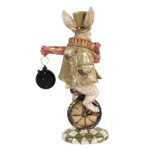 Clayre & Eef декоративна фігурка кролик вінтажна полімерна смола золото-зелений 18x10x33 см