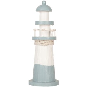 Clayre & Eef 6H2404 Декоративний маяк White Blue Ø 8 x 22 см МДФ, дерево